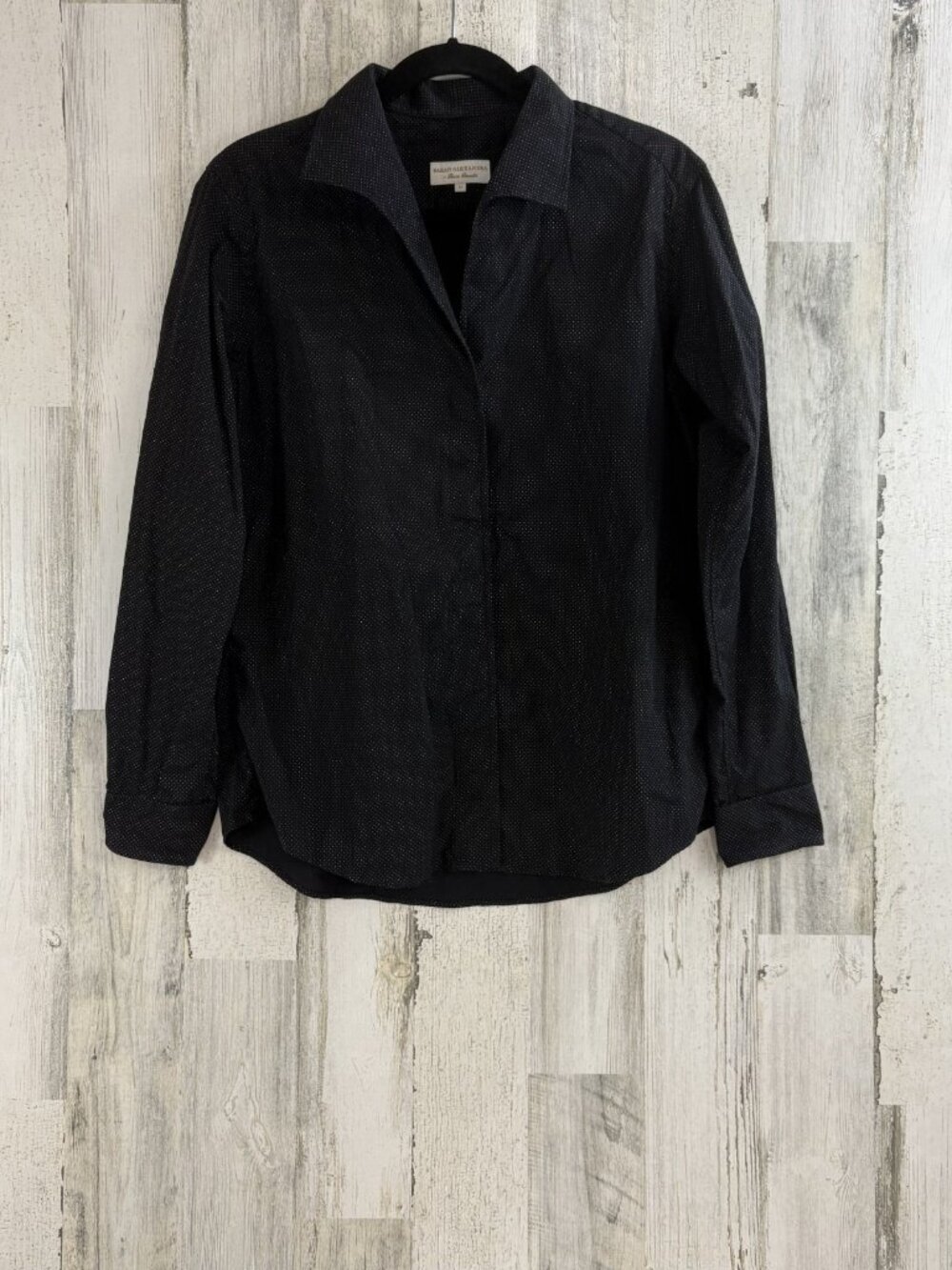 Sarah Alexandra Black Dot Signature Shirt Button Down Made in Canada Sz 12